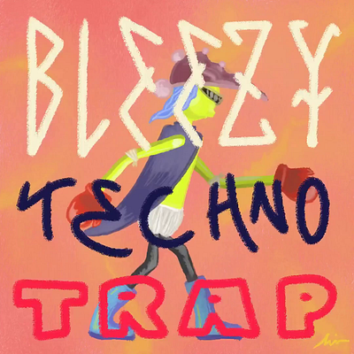 "Bleezythereal - Techno Trap" animation art character design color pencil dancing design draw dream graphic design illustration motion graphics music video nft techno walking water ink