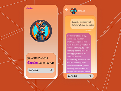 Cordex - A personalized chatbot that is more than a friend. artificial intelligence chatbot graphic design ui user experience