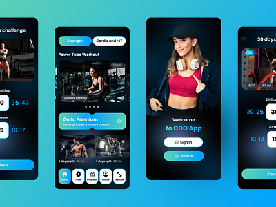 ODO app dark dashboard fitness fitness app gym healthy odo ui website