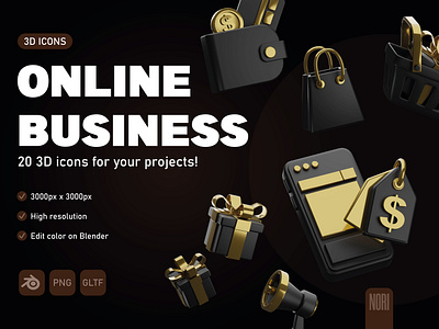 3D Icons | Online Business 3d 3dart 3dicons 3dillustration 3dmodeling blender branding design icons illustration logo ui