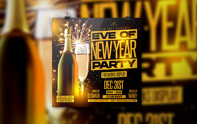 Eve Of New Year Party Flyer after work party bash club flyer club party design girls night out illustration ladies night neon ui