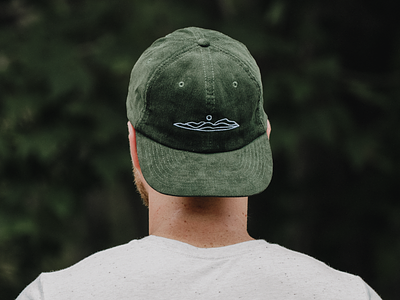 Mountain Badge - Green Corduroy Hat apparel branding clothing design embroidery garment hat illustration lineart logo minimalist mountain badge patch product photography vintage yonder apparel