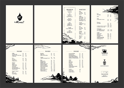 Monet`s drink menu branding drink menu drinks drinks menu graphic design illustration menu monochrome