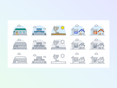 Illustrations for a real estate project app branding color design doutone graphic design icons illustration illustrations monotone outline product real estate tech ui uidesign uiux
