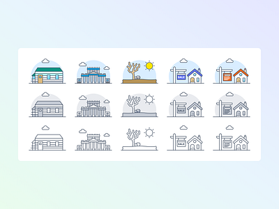 Illustrations for a real estate project app branding color design doutone graphic design icons illustration illustrations monotone outline product real estate tech ui uidesign uiux