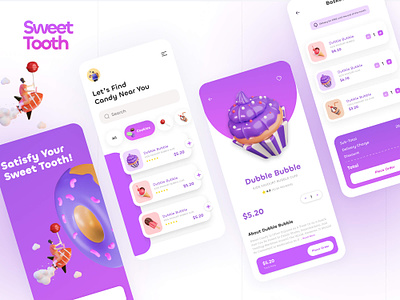 Sweet Candy Mobile App UIUX Design animation app app design design figma graphic design mobile app sweet ui uiux vector