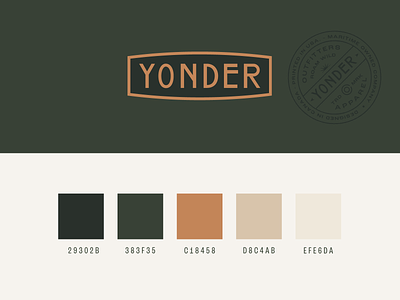 Yonder Apparel Co. | Logo & Colors apparel brand apparel company badge brand guide branding clothing brand clothing company custom lettering design font lettering logo logotype minimal patch typeface typography vintage
