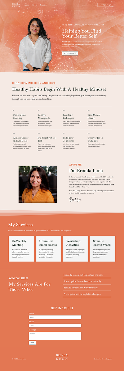 Brenda Luna Coaching design one page site visual design wordpress