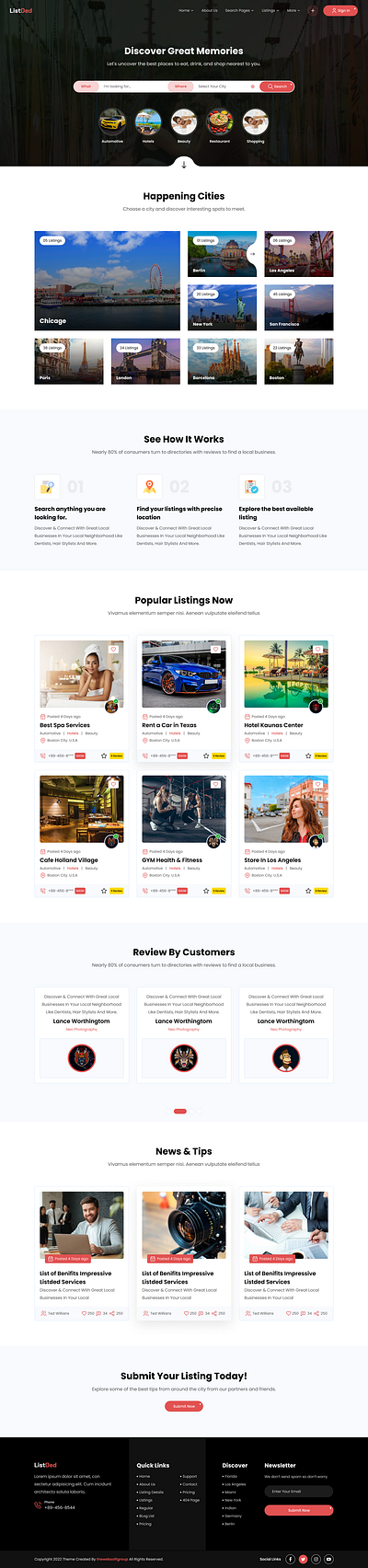 ListDed Directory Figma Template booking graphic design logo pro ui