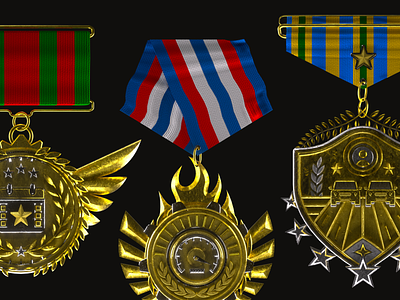 Medal achievements awards 3d 3d badges 3d fabric 3d medals achievement automotive award badge car cinema4d driving gamification gold medal military success tier winner