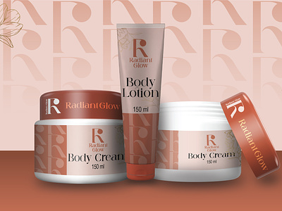 Radiant Glow Cosmetics body body cream body lotion branding cosmetics cream design glow graphic design illustrtion logo lotion packaging pattern
