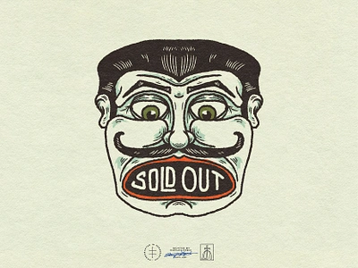 Sold Out Branded Illustration brand design brand identity branding branding design character circus face identity design illusionist illustration illustrator lettering logo logo design magic magician mustache retro vintage visual identity