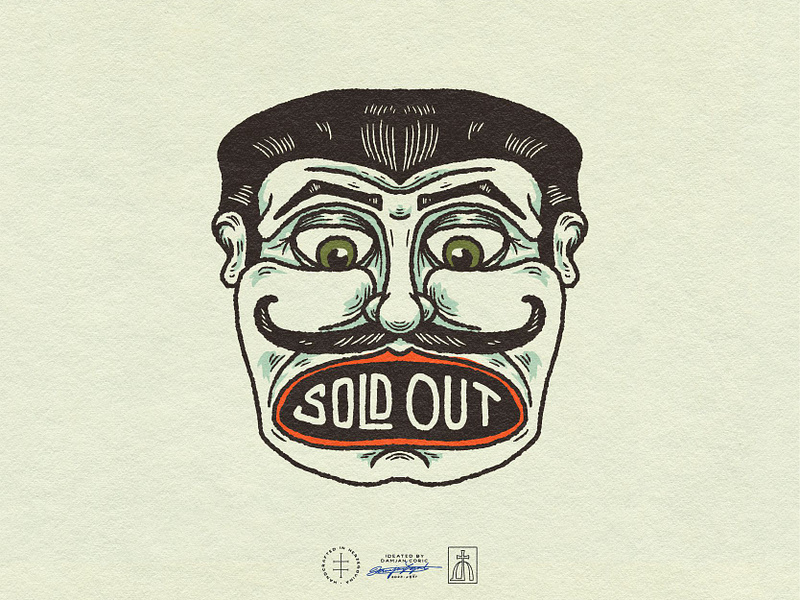 Sold Out Branded Illustration brand design brand identity branding branding design character circus face identity design illusionist illustration illustrator lettering logo logo design magic magician mustache retro vintage visual identity