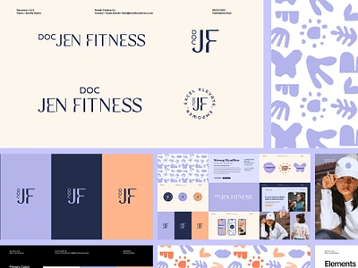 DJF Visual Identity brand branding design doctor dr fitness graphic design health icon identity logo logotype mark monogram mood board orange organic purple vector visual