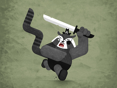 Racoon burglar - character design burglar character cute flat illustration pirate racoon simple sword texture