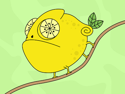 Chamelemon - character design challange chamelemon chameleon character design idea illustration lemon simple tree