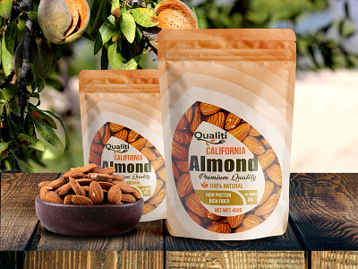 Almond packaging design | Pouch packaging almond almond packaging design bag branding packaging food packaging freelance graphic design label label design logo natural food nut packaging package packaging idea packet pouch packaging