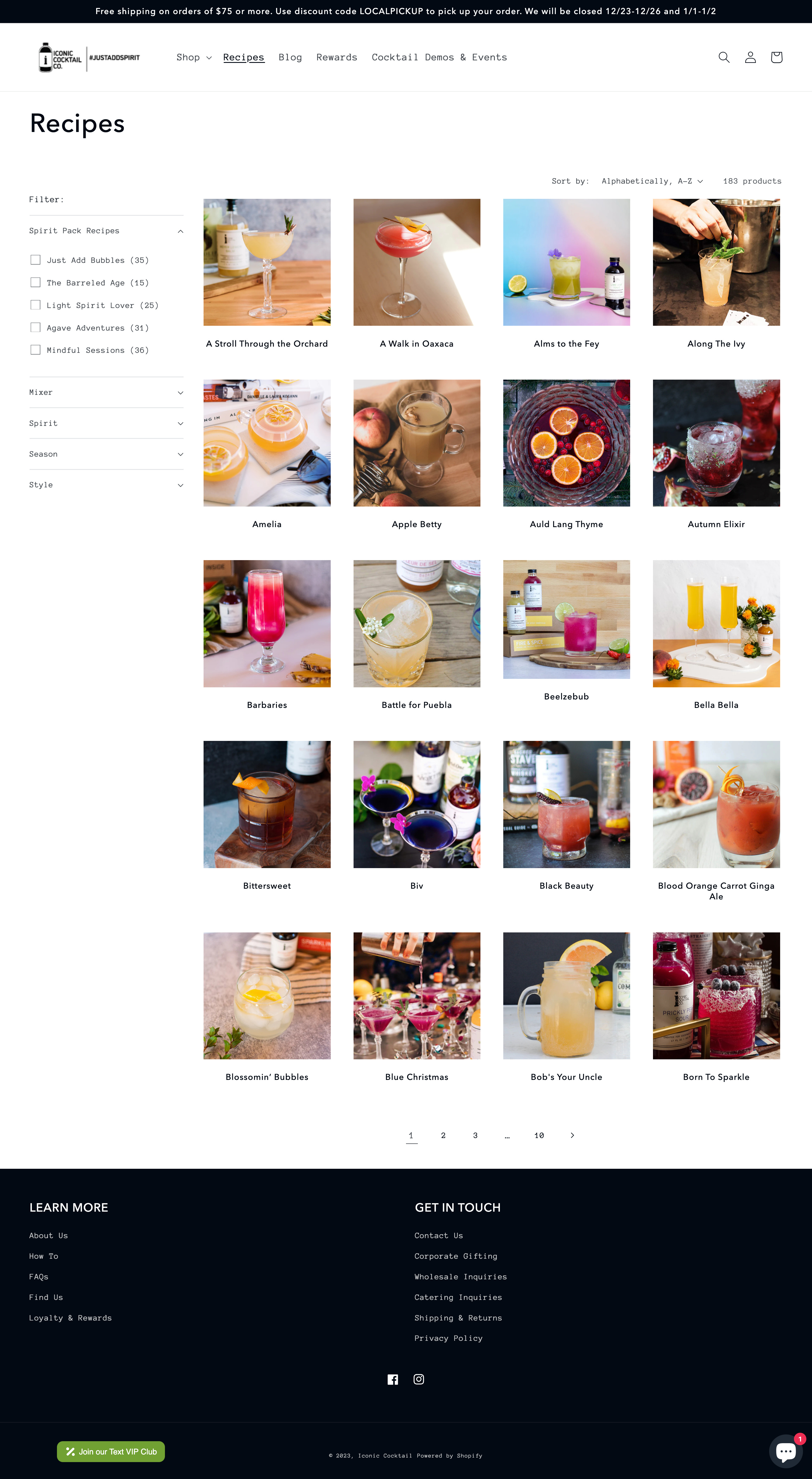 Iconic Cocktail Co. shopify web development