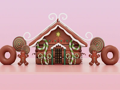 Gingerbread House 3d 3d art 3dartwork 3dmodel 3drender autodesk maya gingerbread gingerbread house graphic design illustration low poly art madewithsubstance stylized substance painter