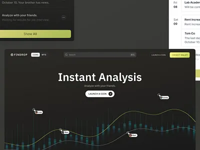 Findrop Dynamic Analysis analysis app coin coins creative design figma interface mobile nft nfts product product design ui ui design ux