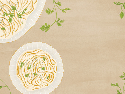 Fettuccine Alfredo adobe fresco cooking illustrator italian pasta pasta illustration photoshop