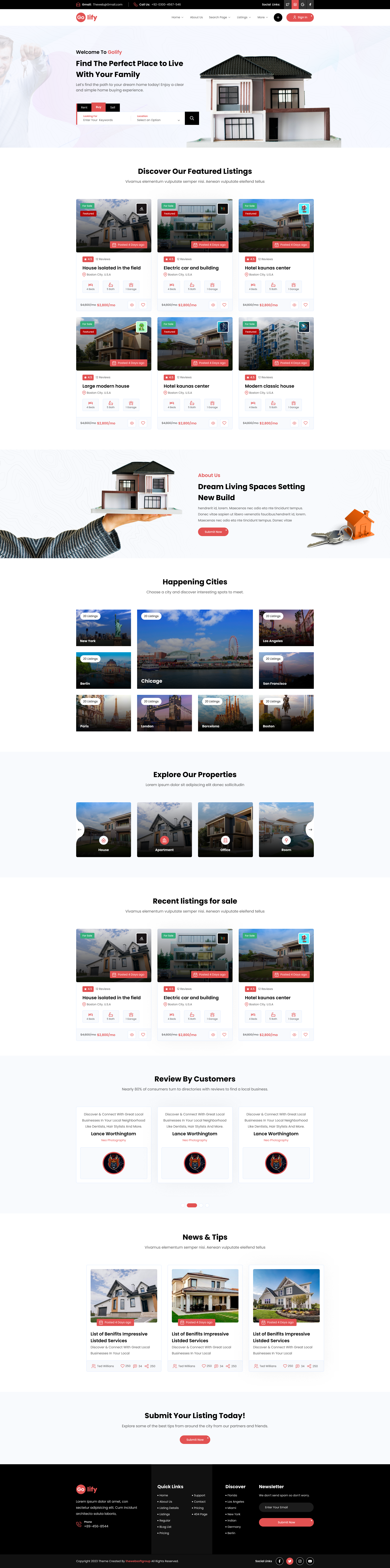 Golify Directory Realestate Template real estate agent realtor