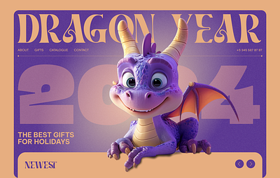 New Year 2024 Dragon web-site concept dragon landing page midjourney new year web design