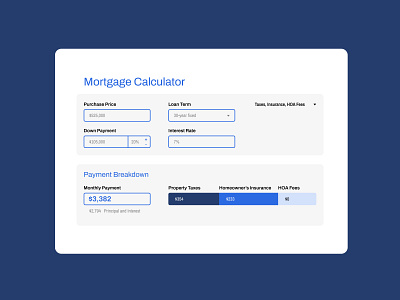 Mortgage Calculator, DailyUI: 004 calculator mobile mortgage ui