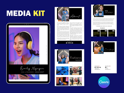 2024 Media Kit (Canva) brand branding canva canvassador content creator creator design graphic design media kit personal branding press kit