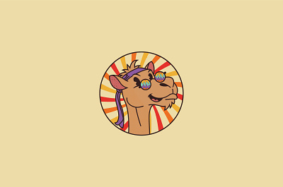 Hippie Camel 30s cartoons animal beach camel cartoon character design graphic design groovy hip hippie illustration logo mascot modern retro rubberhose sunglasses