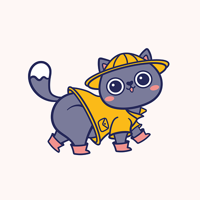 Cat in a raincoat adobe illustrator animal cat cute character funny