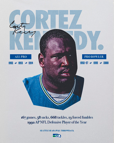 Cortez Kennedy Throwback Stat Graphic 90s graphic design nfl retro sports