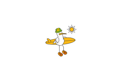 Surf Bird beach bird cartoon character cool design graphic design illustration logo mascot minimalist modern ocean sandals sun surf