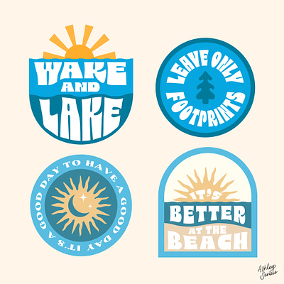 Outdoor Stickers flat graphic design illustration illustrator lettering stickers vector
