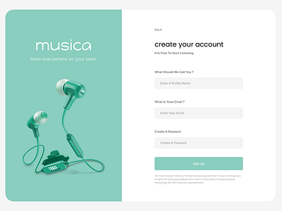 Musica Sign up page Ehab Fayez branding design graphic design logo ui ux ux web web website design تصميم مصمم جرافيك مصمم ويب
