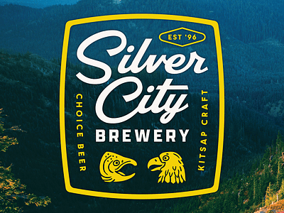 Silver City Rebrand beer branding craft beer custom eagle illustration logo outdoors pnw salmon script typography vintage