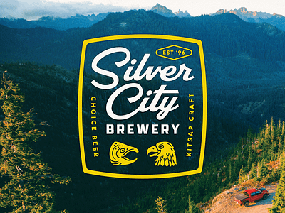 Silver City Rebrand beer branding craft beer custom eagle illustration logo outdoors pnw salmon script typography vintage