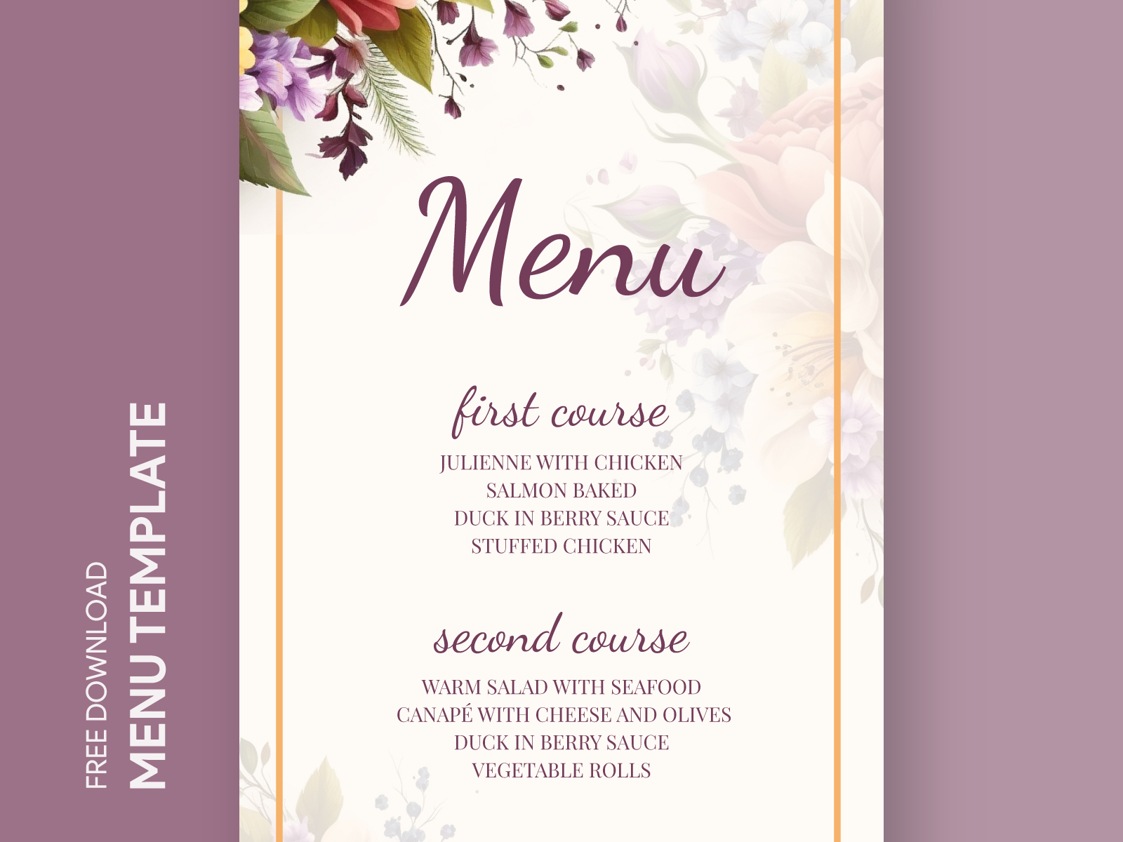 Casual Wedding Menu Free Google Docs Template By Free Google Docs ...