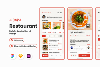 BitePal - Restaurant Mobile App application apps cook design layout ui ux