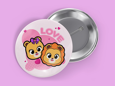 Couple of Lions Pines for children art baby children couple cute digital illustration illustration illustration for children illustration for kids kids lion love mockup pin pink product redbubble san valentine sticker store