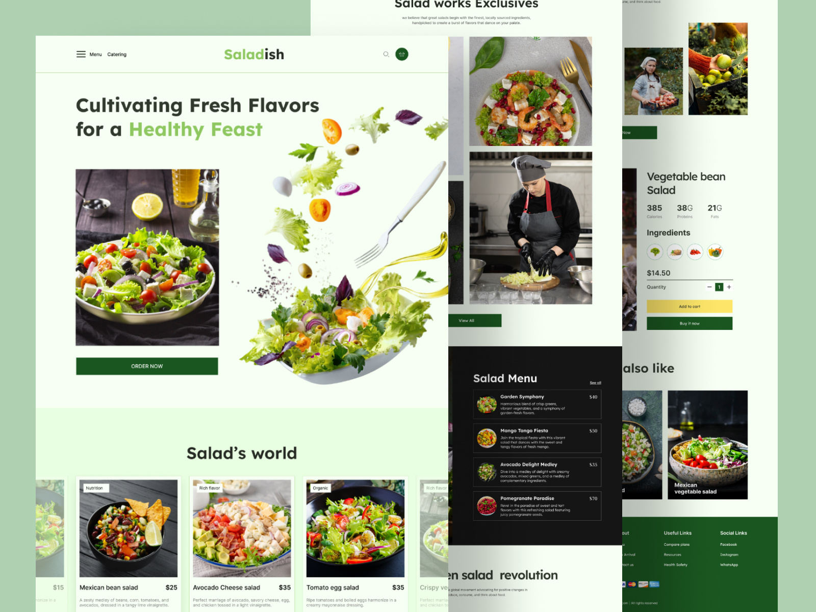 Saladish-salad website business web design designer diet figma food health healthyfood homepage landing landing page minimal pixelean salad site web web design web page website website designer