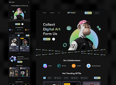 Responsive NFT Exploration Website bitcoin blockchain crypto crypto currency design digital art ecommerce landingpage nft responsive ui uiux website