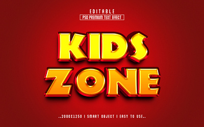 Kids Zone 3D Editable Text Effect Style 3d text effect kids kids 3d text effect kids zone psd psd text effect text effect zone zone 3d text effect