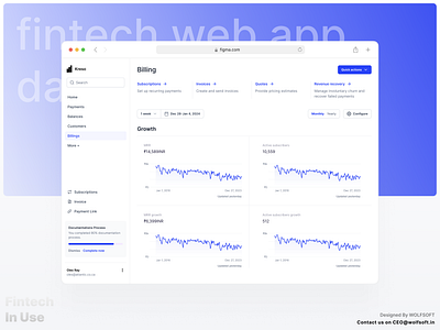 Fintech - Billing Dashboard for Kreso ai billing branding dashboard data analysis finance fintech framer graph inteaction invoice payment stripe successful tables ui uiux ux webflow wix