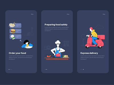 Food Delivery App Onboarding branding figma figmadesign graphic design illustration minimal onboardingillustration ui