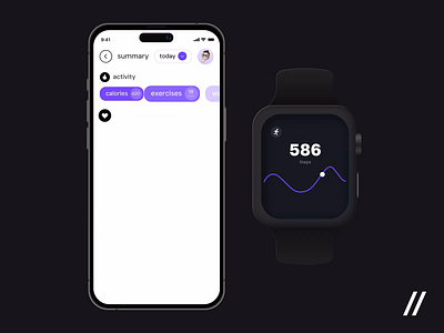 Fitness Watch Based Mobile iOS App android app app interaction dashboard design fitness graphics health interface ios mobile mobile ui product design statistics track ui ux watch