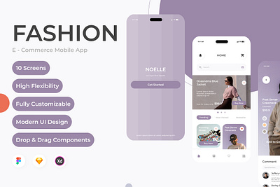 Noelle - Fashion Commerce Mobile App application apps design fashion layout sketch trendy ui ux