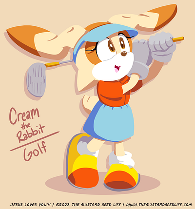 Cream the Rabbit Playing Golf character cream cream the rabbit digital fan art fanart golf jesus loves you!!! lineless sonic sonic the hedgehog sports the mustard seed life