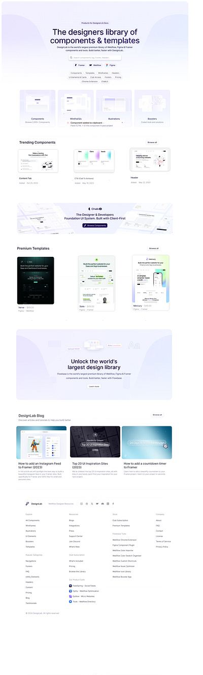 Website for Design Templates landing page ui web design