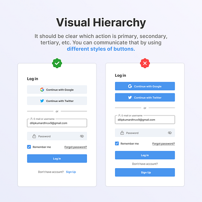 Visual Hierarchy 🍃🍁🌿 UI/UX Design app design login login ui mobile app page design signup ui design website design